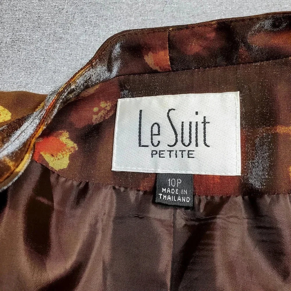 Le Suit Petite Brown‎ Leaf Print 2-Piece Set